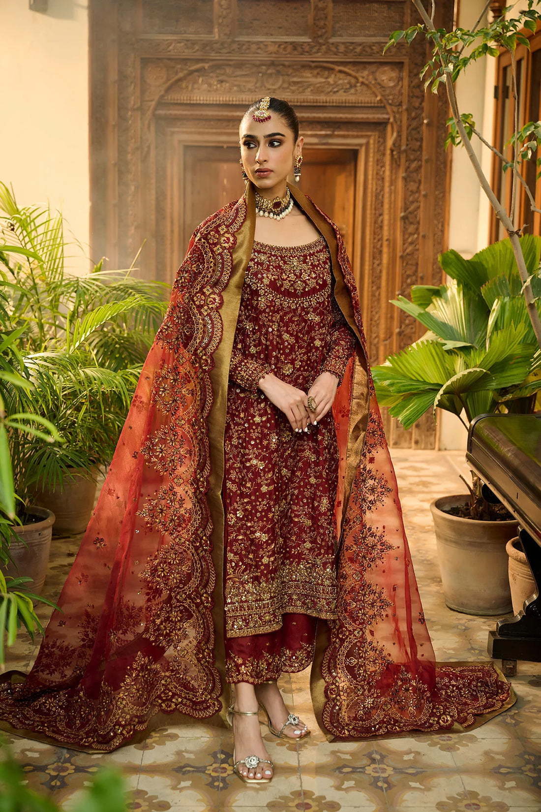 Dhanak | Bridal Couture | HF-3009 RED - Pakistani Clothes for women, in United Kingdom and United States