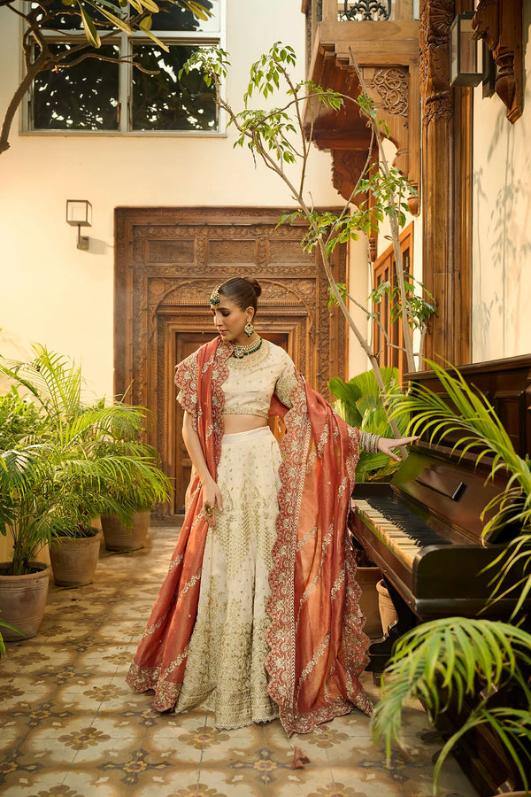 Dhanak | Bridal Couture | HF-3006 BEIGE - Hoorain Designer Wear - Pakistani Ladies Branded Stitched Clothes in United Kingdom, United states, CA and Australia