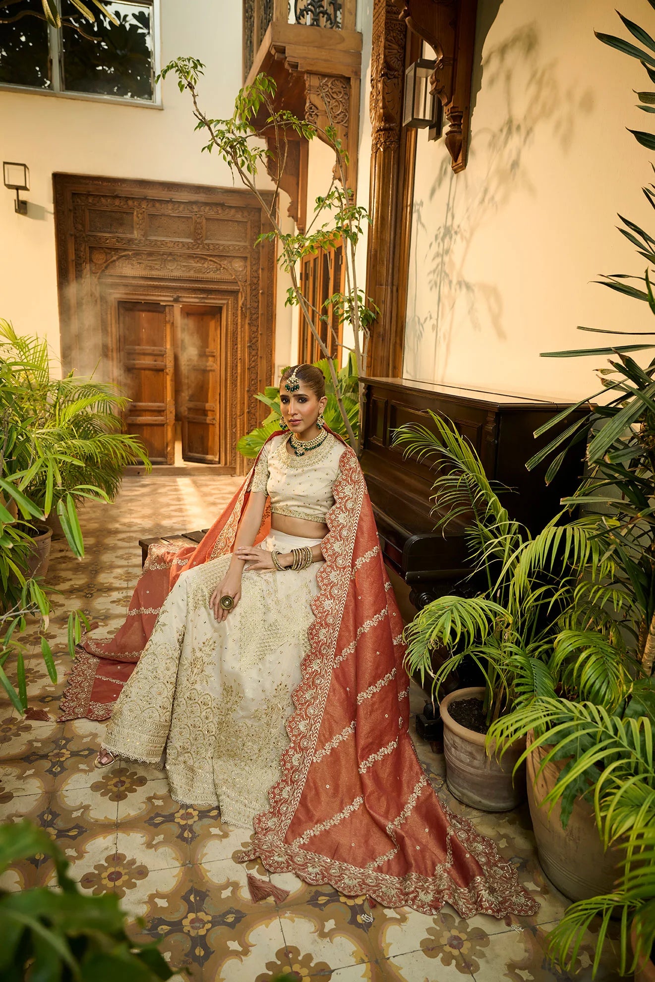 Dhanak | Bridal Couture | HF-3006 BEIGE - Pakistani Clothes for women, in United Kingdom and United States