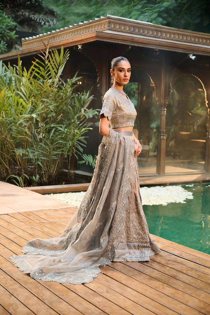 Dhanak | Bridal Couture | HF-3004 GREY - Pakistani Clothes for women, in United Kingdom and United States