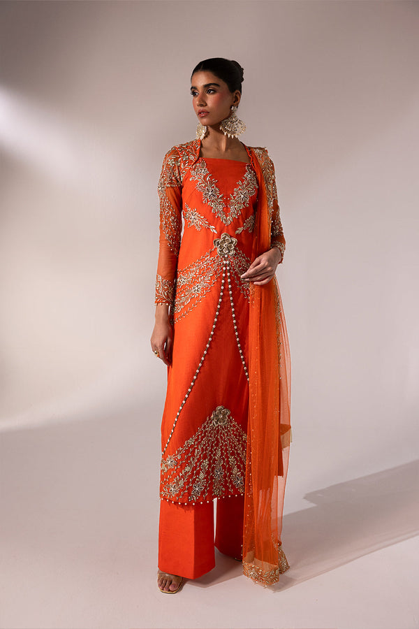 Caia | Regine Luxury Formal’23 | TANGERINE - Hoorain Designer Wear - Pakistani Ladies Branded Stitched Clothes in United Kingdom, United states, CA and Australia