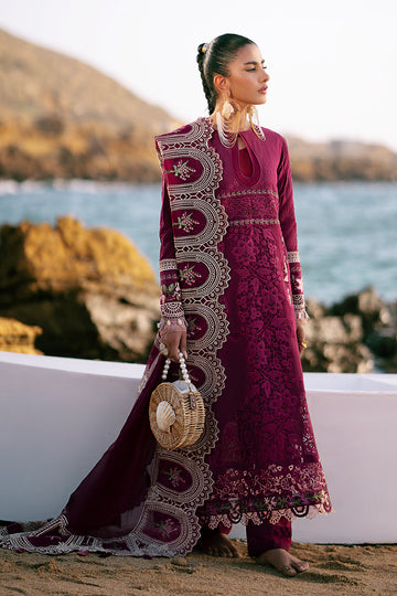 AJR Couture | Dastan Luxury Lawn 25 | Cherry Wine