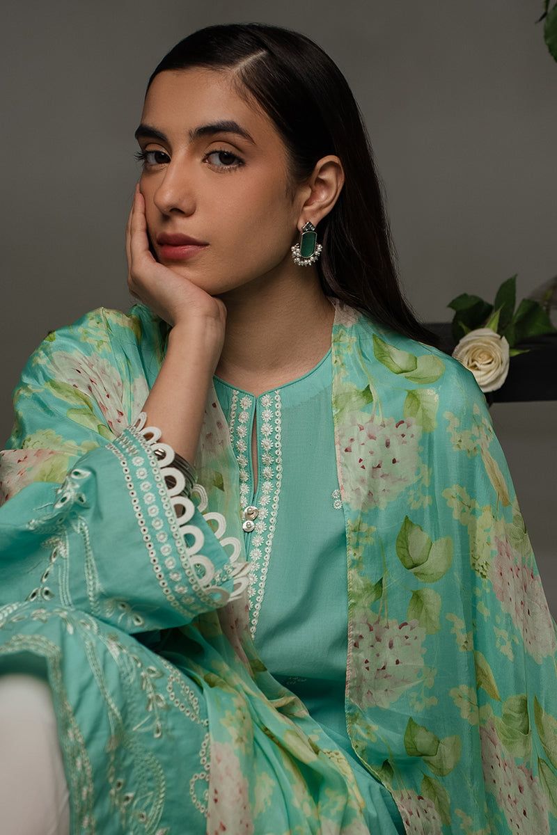 SEA GREEN-2 PIECE (SHIRT & DUPATTA) S / GREEN / LAWN