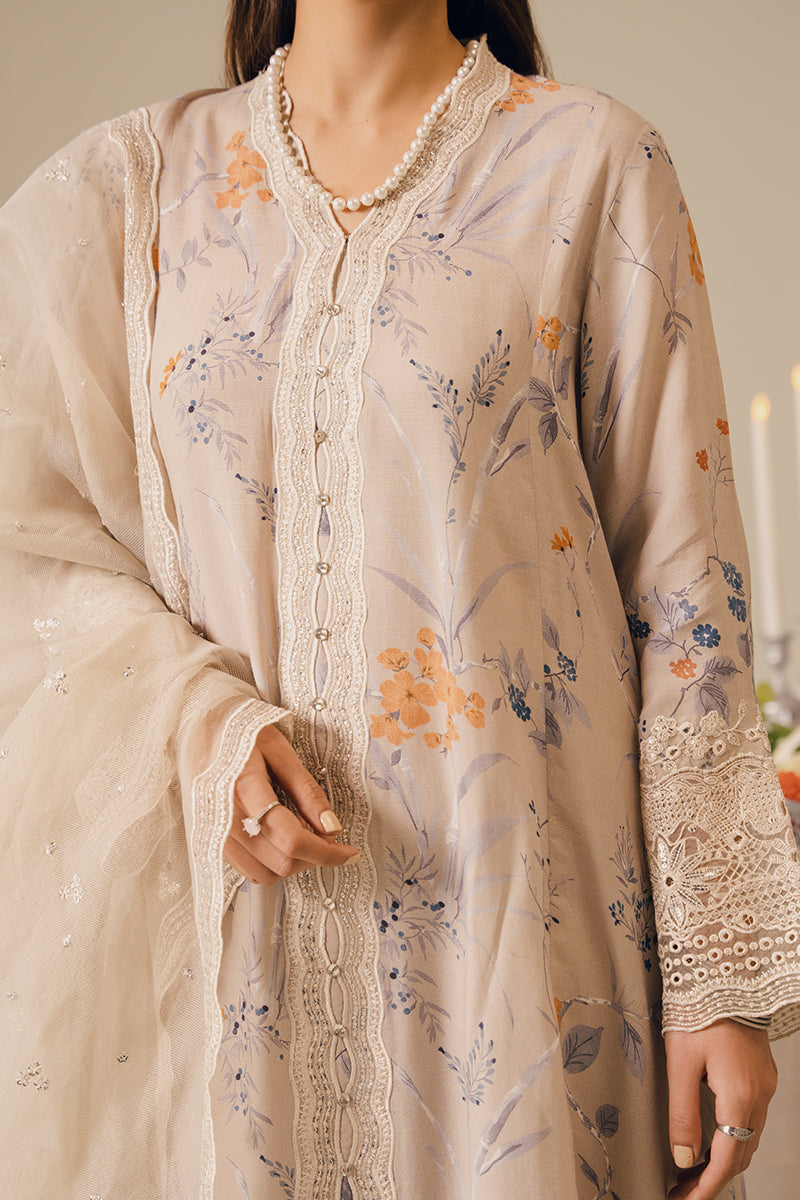 brown pull on dress pants Maria B Luxury Linen Pakistani Maxi Dress MAR129 - L - Brown main image 1