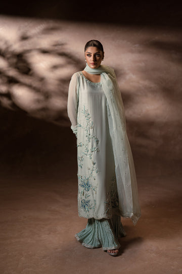 Ammara Khan | Symphony 24 | MINT ELEGANCE CRUSHED PANTS SET (D-08)