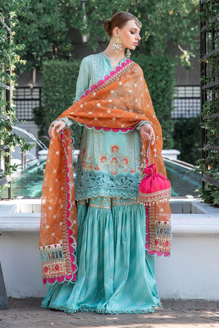 Maria B | Luxury Lawn | EL-23-05-Sea Green - Hoorain Designer Wear - Pakistani Ladies Branded Stitched Clothes in United Kingdom, United states, CA and Australia