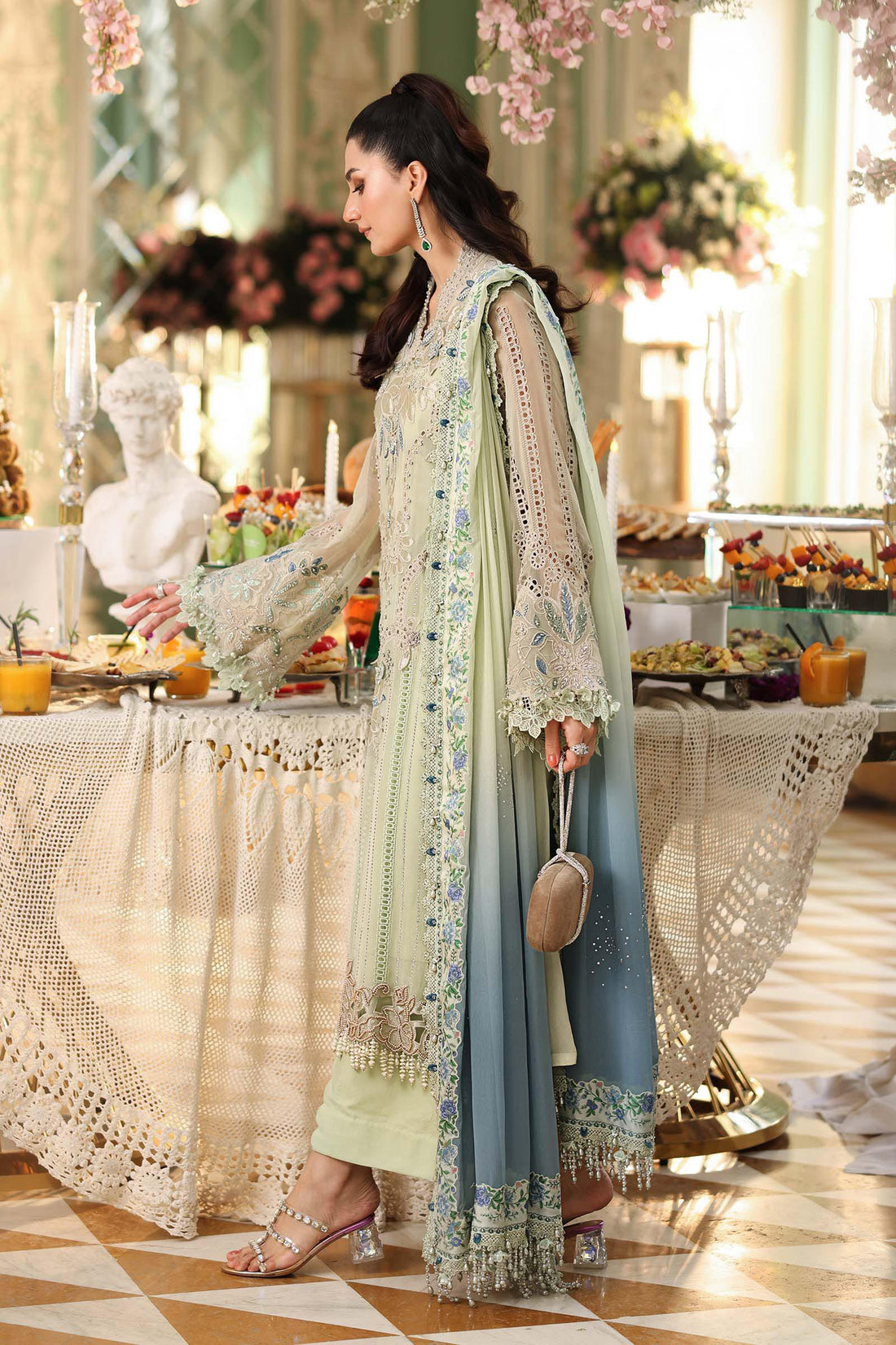 Maria b | Chiffon Formals 26 | MPC-26-105-Pistachio Green