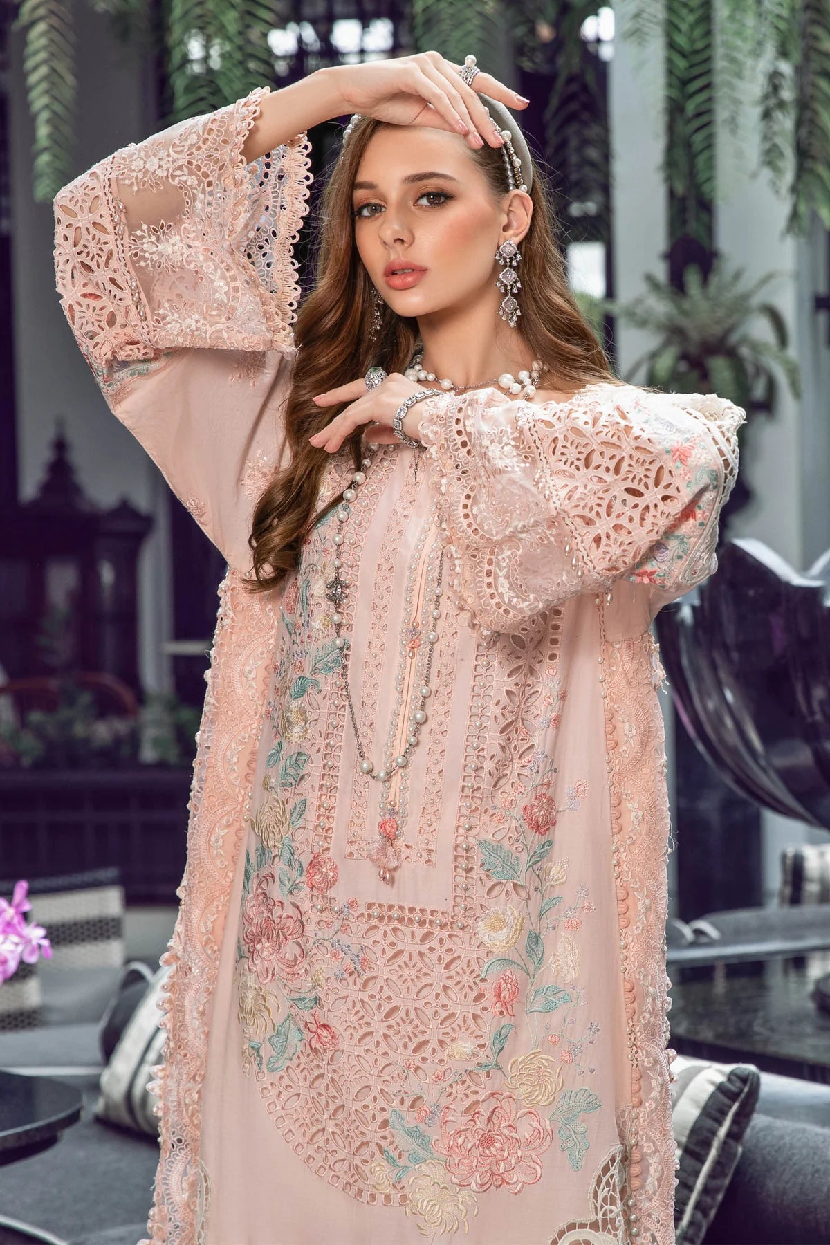 Maria B | Luxury Lawn | EL-23-07-Peach - Pakistani Clothes for women, in United Kingdom and United States