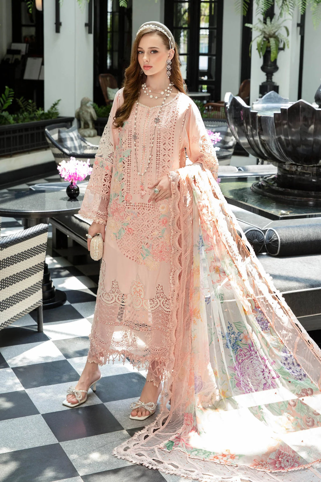 Maria B | Luxury Lawn | EL-23-07-Peach - Pakistani Clothes for women, in United Kingdom and United States