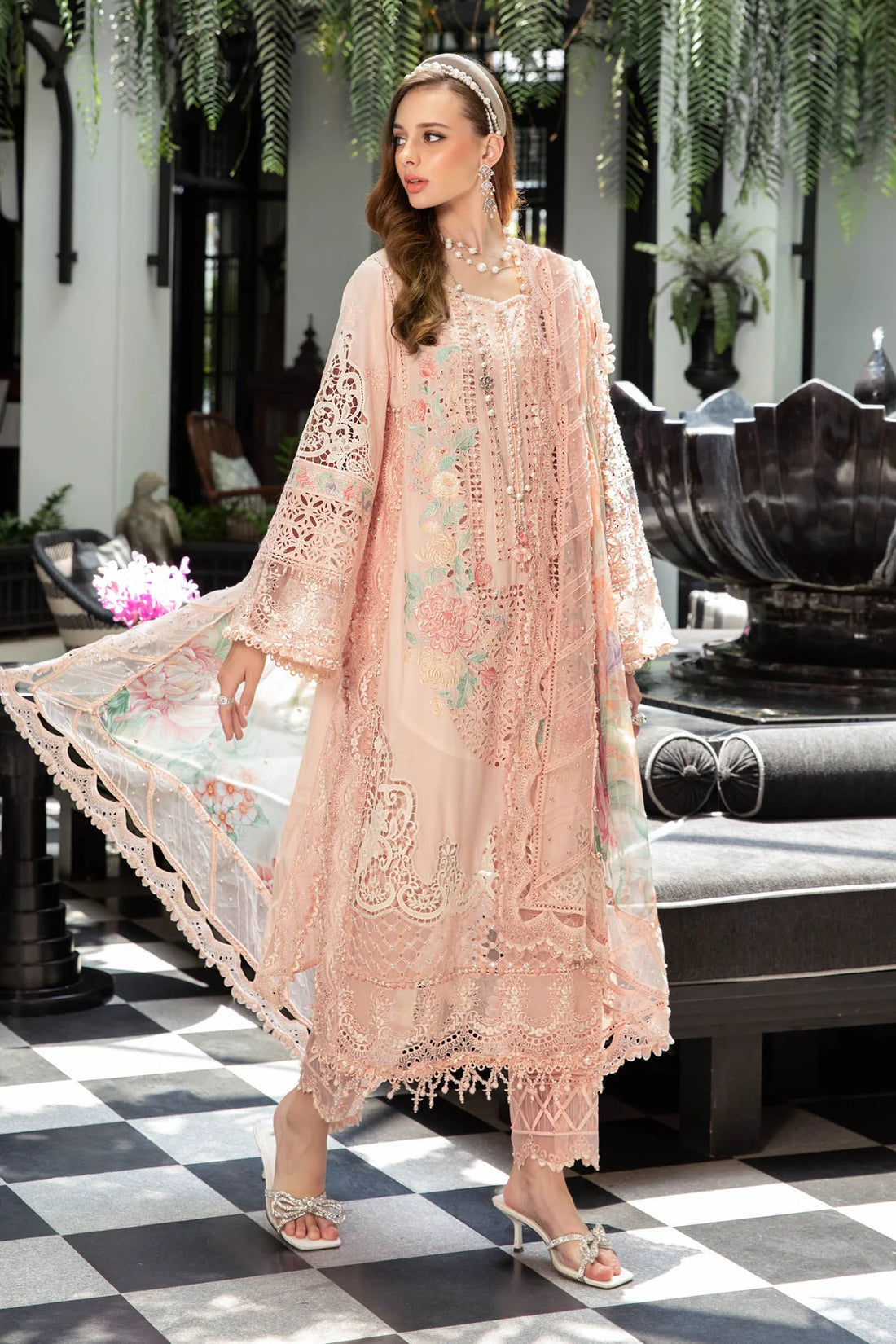 Maria B | Luxury Lawn | EL-23-07-Peach - Pakistani Clothes for women, in United Kingdom and United States