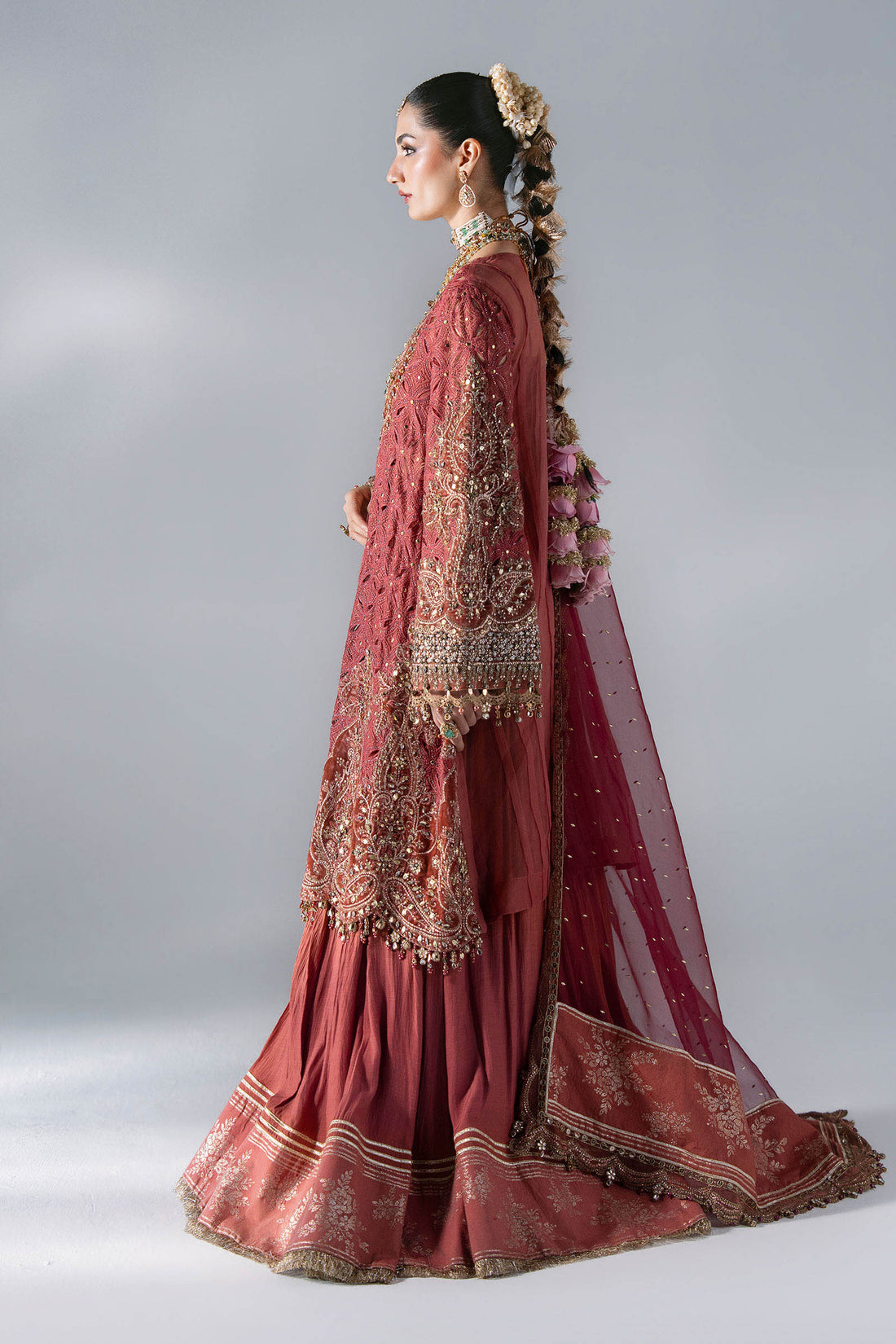 Maria B | Mbroidered Wedding Formals 26 | BD-3108-Deep Salmon pink