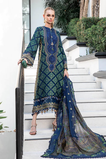 Maria B | Luxury Lawn | EL-23-08-Blue - Pakistani Clothes for women, in United Kingdom and United States