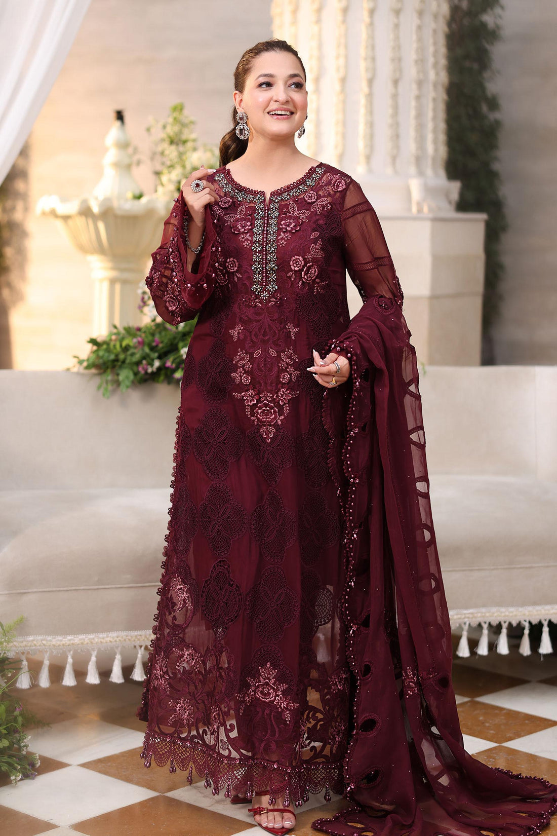 Maria b | Chiffon Formals 26 | MPC-26-108-Burgundy