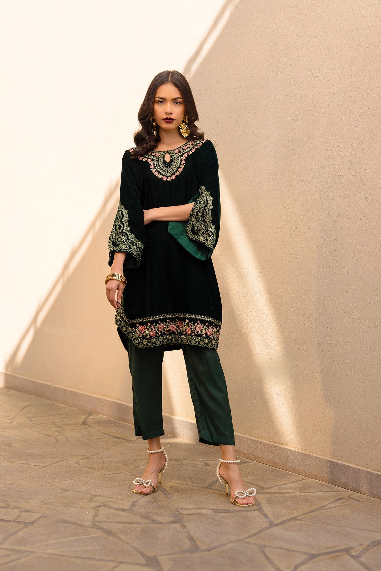 Dhanak | Velvet Edit | FW24DA-2609 DARK GREEN