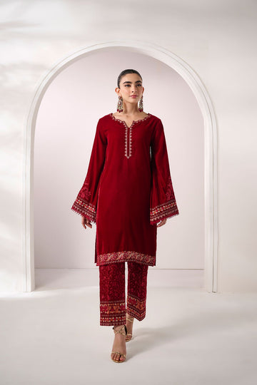 Dhanak | Velvet Edit | FW24DA-2623 MAROON