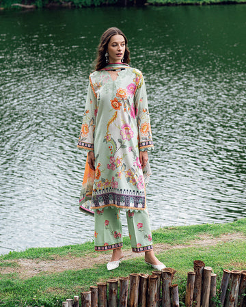 Roheenaz | Garden Veal Printed Lawn 25 | Crimson Whisper