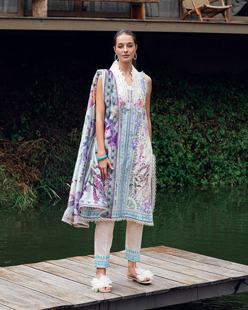 Roheenaz | Garden Veal Printed Lawn 25 | Bloom Glimmer