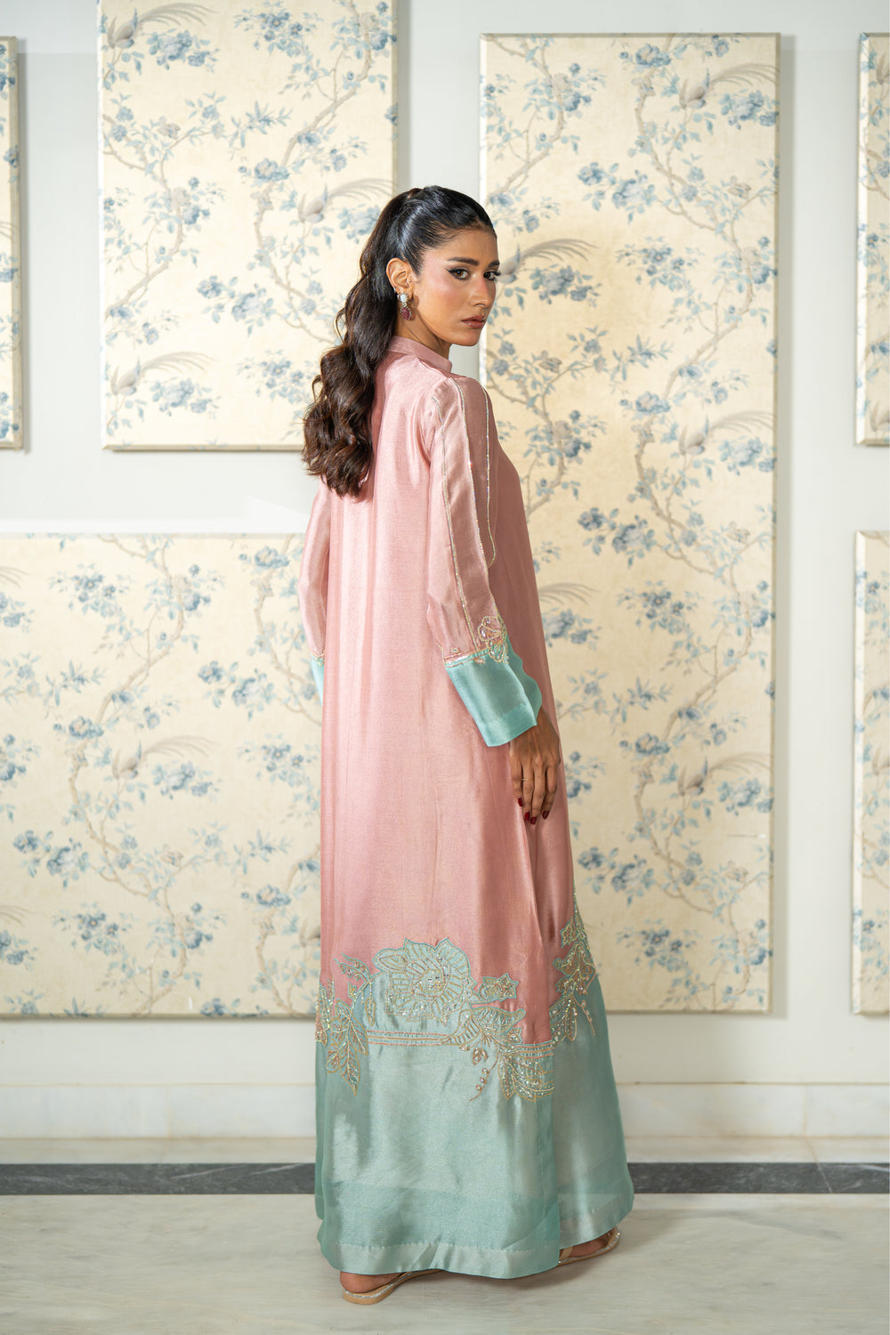 Wahaj M Khan | Lra Eid Collection 26 | Pink Ferozi Kaftan Suit