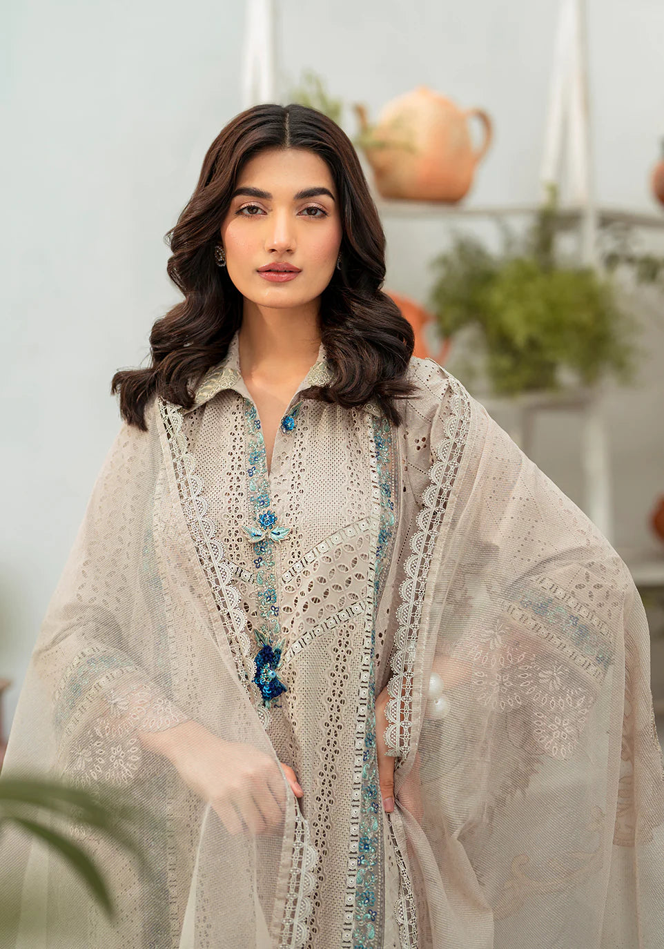 Zarqash | Belle Ame 24 | BL 010 Gris - Pakistani Clothes for women, in United Kingdom and United States