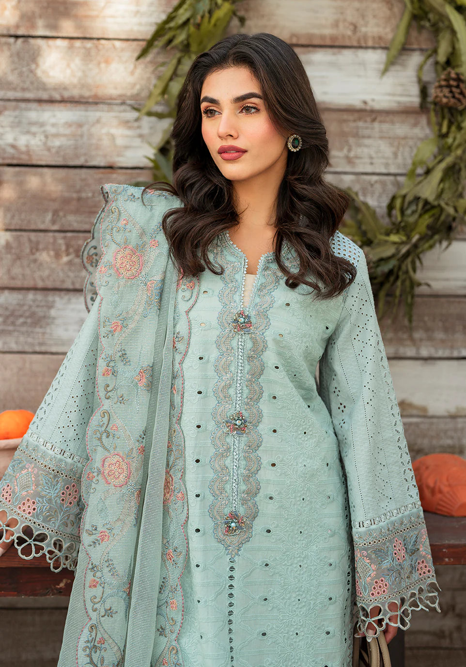 Zarqash | Belle Ame 24 | BL 009 BLEU VERT - Pakistani Clothes for women, in United Kingdom and United States