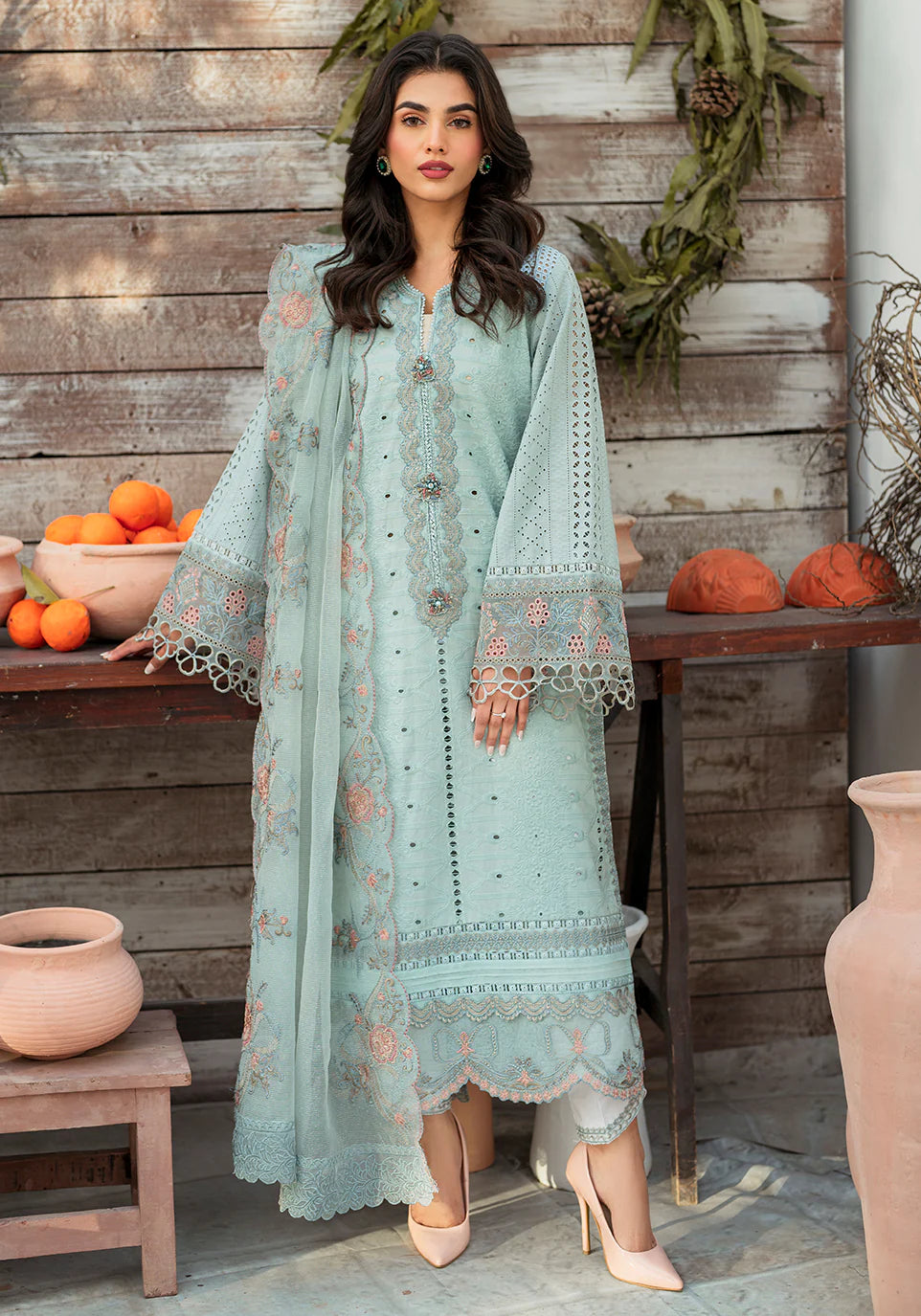 Zarqash | Belle Ame 24 | BL 009 BLEU VERT - Pakistani Clothes for women, in United Kingdom and United States