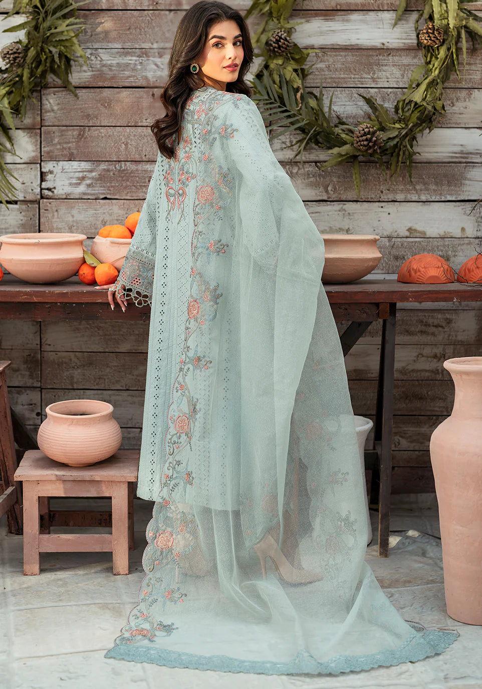 Zarqash | Belle Ame 24 | BL 009 BLEU VERT - Pakistani Clothes for women, in United Kingdom and United States