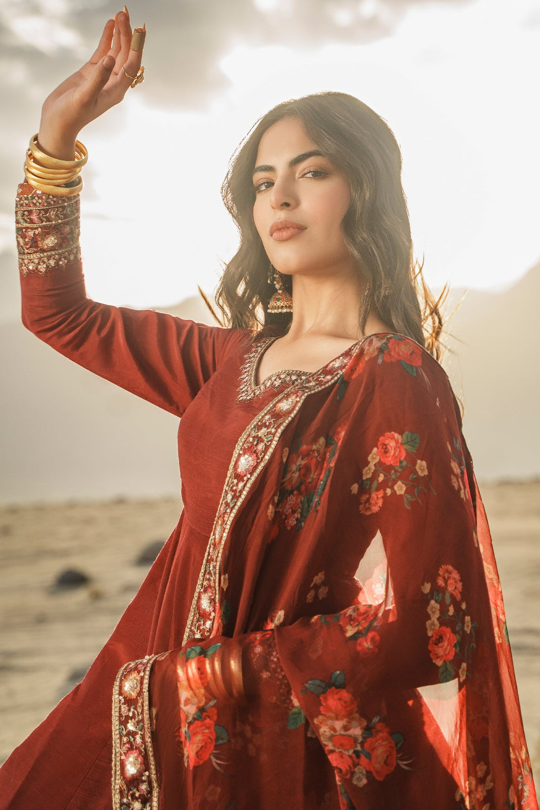 Charizma | Festive Pret | 3 Pcs Stitched Raw Silk Pishwas CMA-6-430-Mehroon