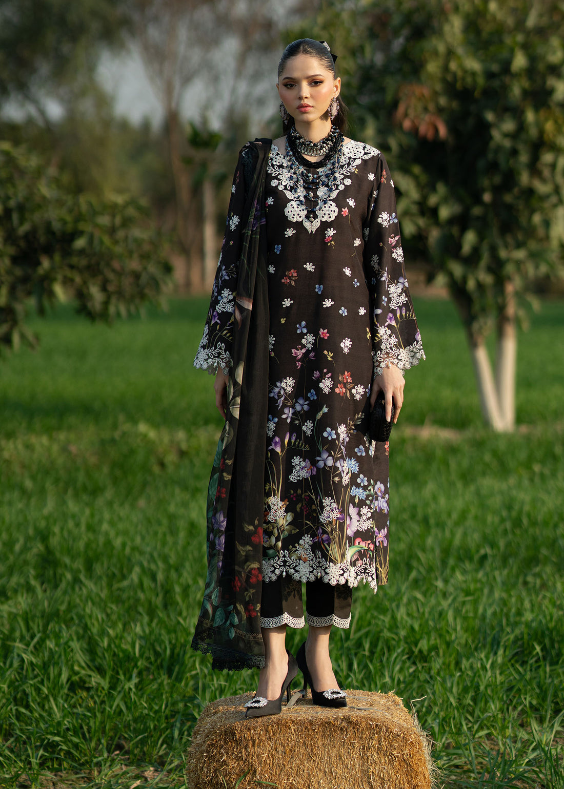 Sardinia | Printkari Lawn Edit 25 | Black Lotus