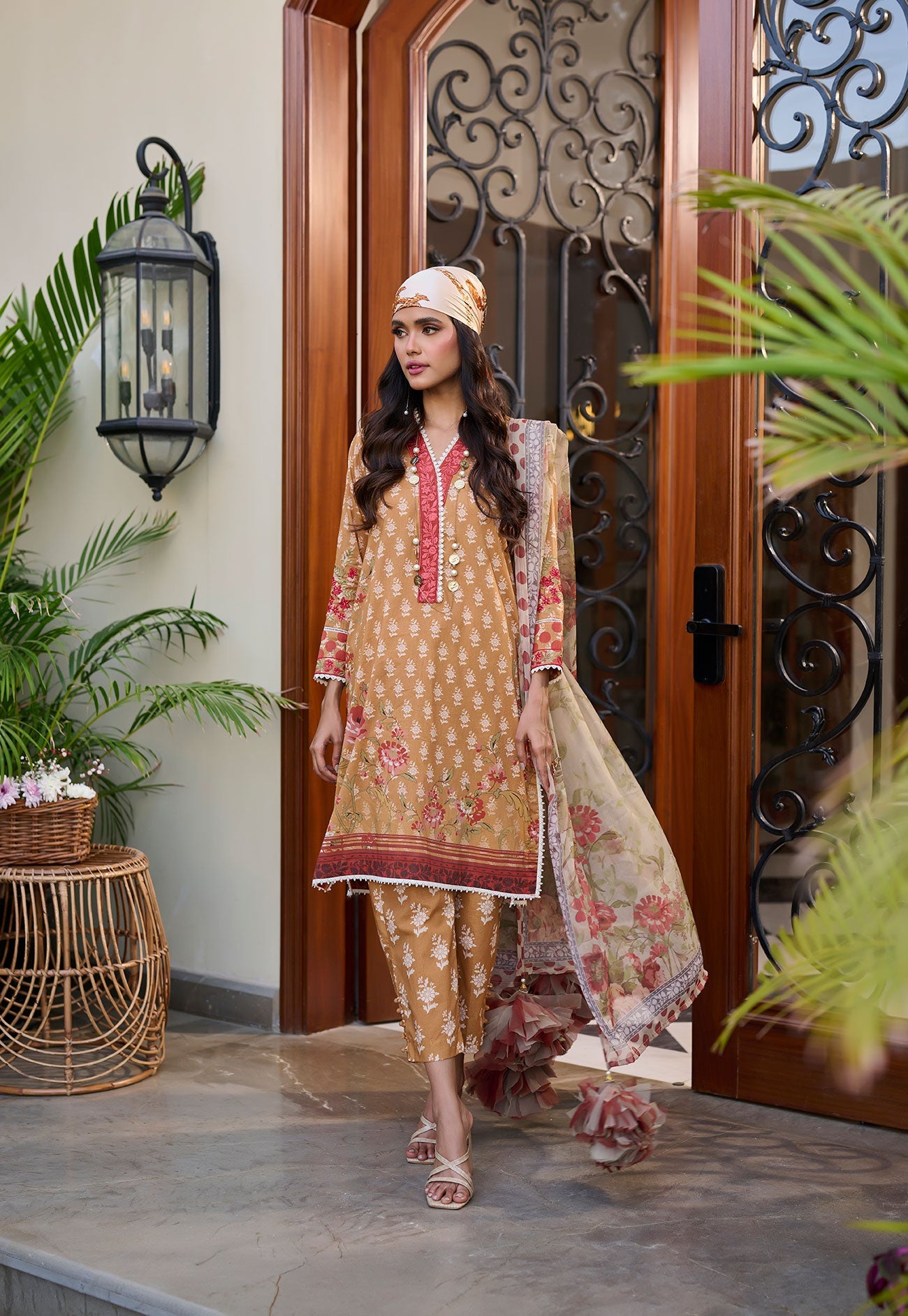 Dhanak | Lawn Collection SS-24 | 3182-Mustard - Pakistani Clothes for women, in United Kingdom and United States