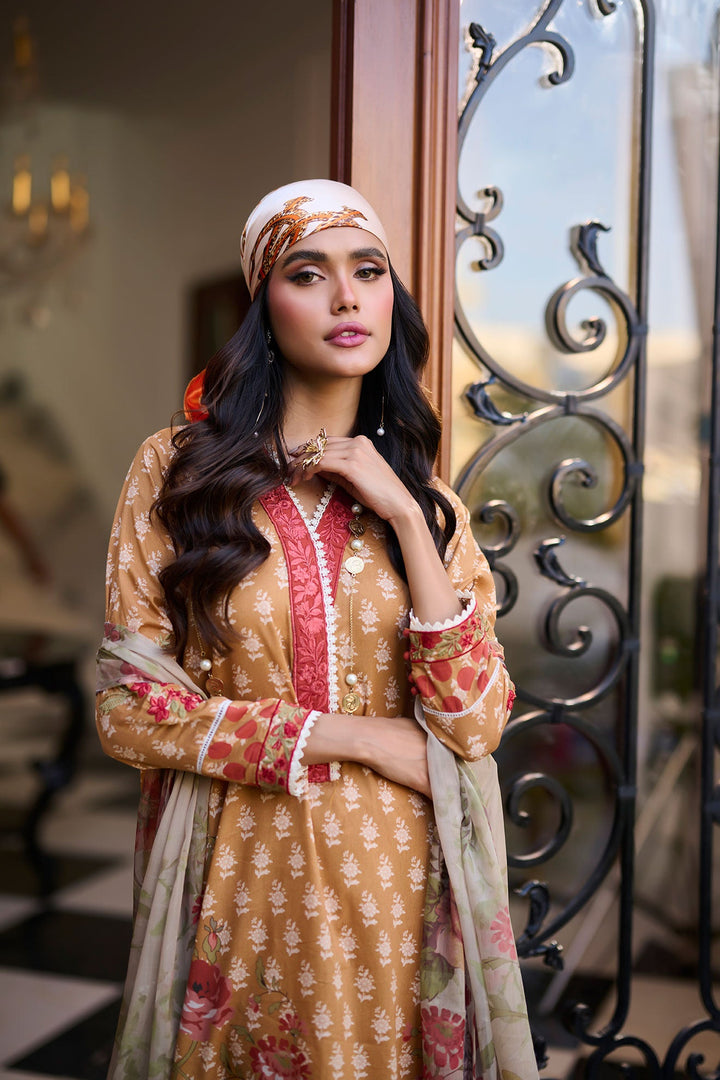 Dhanak | Lawn Collection SS-24 | 3182-Mustard - Hoorain Designer Wear - Pakistani Ladies Branded Stitched Clothes in United Kingdom, United states, CA and Australia