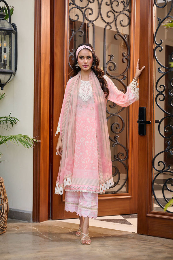Dhanak | Lawn Collection SS-24 | 3183-Pink - Hoorain Designer Wear - Pakistani Ladies Branded Stitched Clothes in United Kingdom, United states, CA and Australia