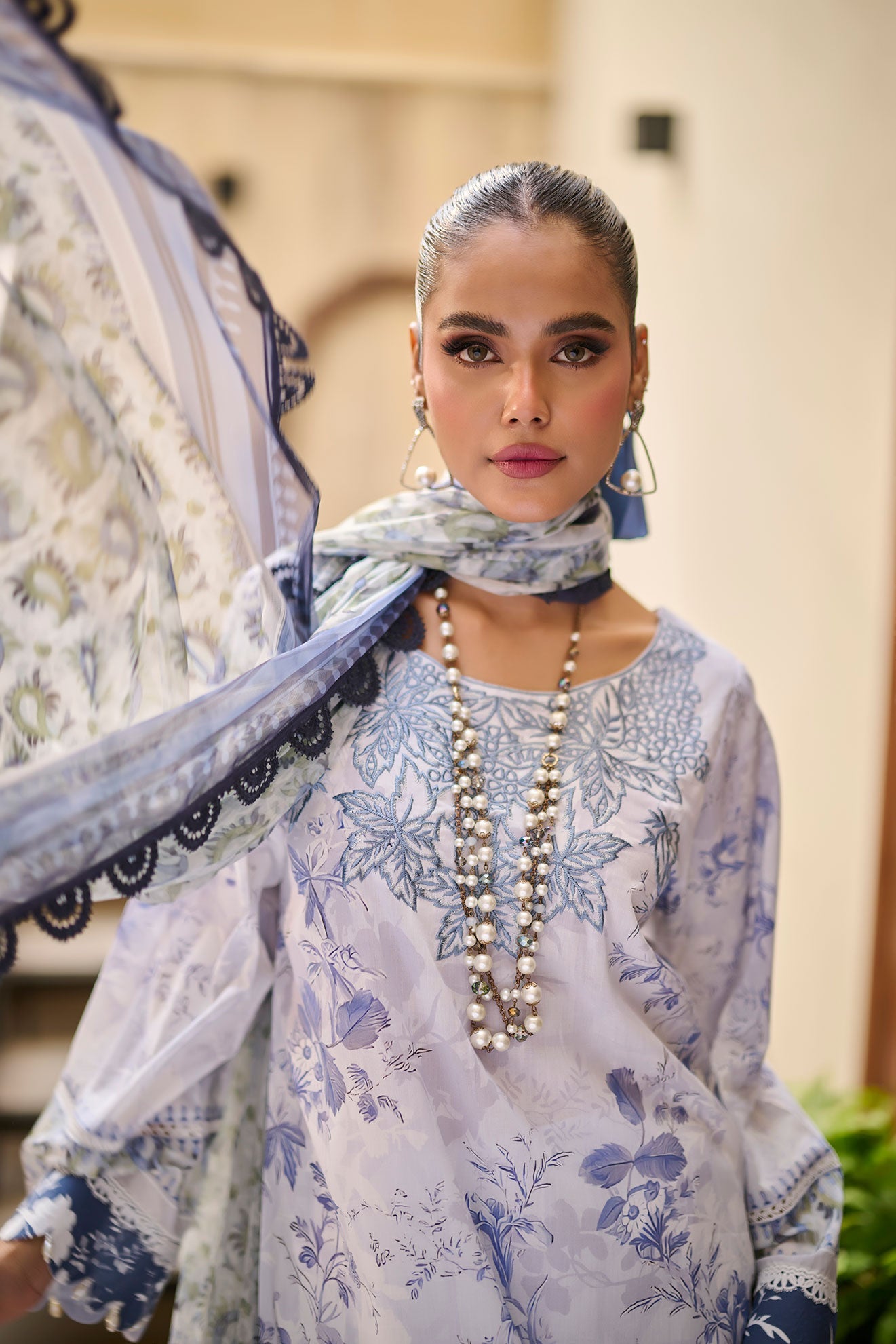 Dhanak | Lawn Collection SS-24 | 3185-Sky Blue - Pakistani Clothes for women, in United Kingdom and United States