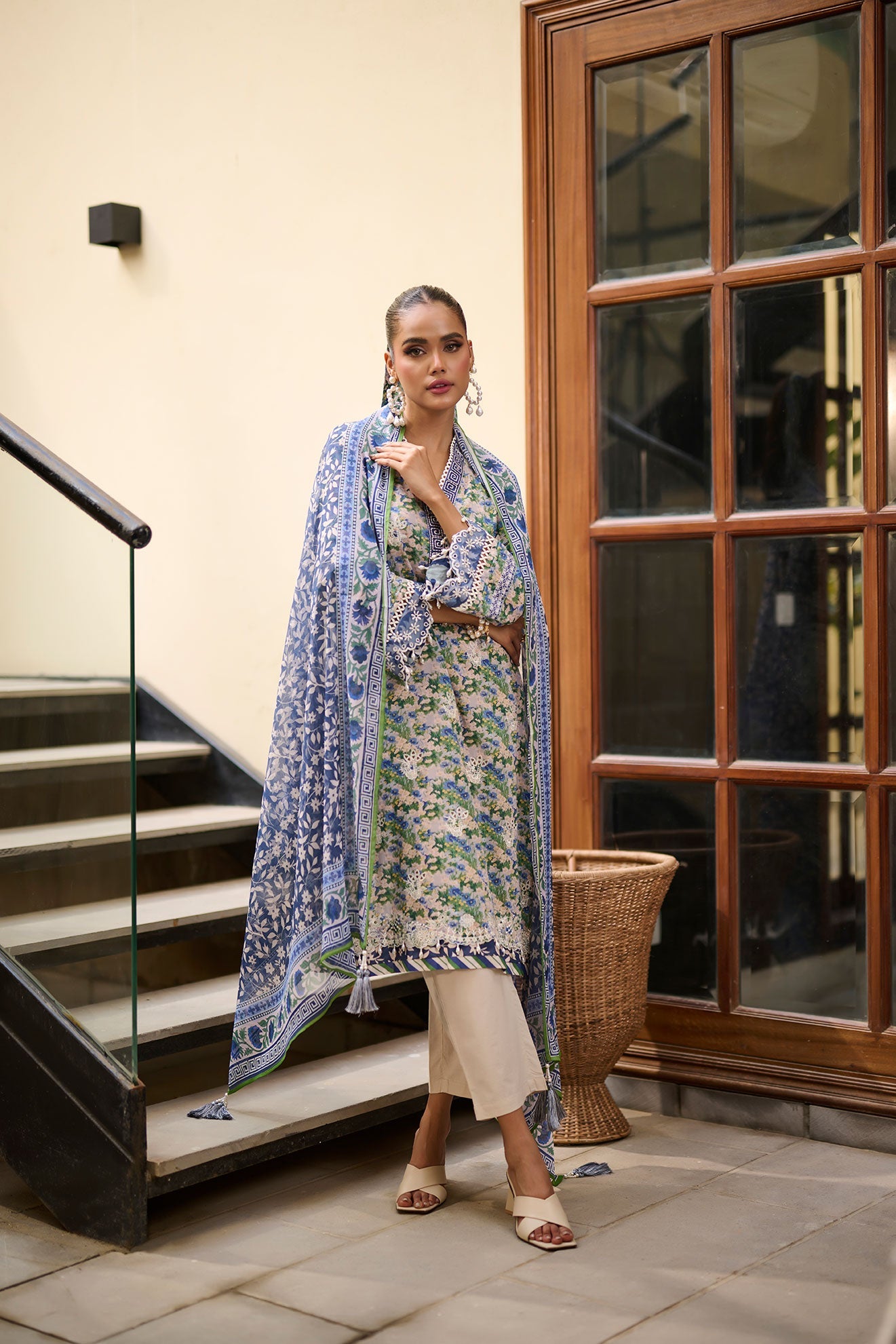 Dhanak | Lawn Collection SS-24 | 3181-Green Floral - Pakistani Clothes for women, in United Kingdom and United States