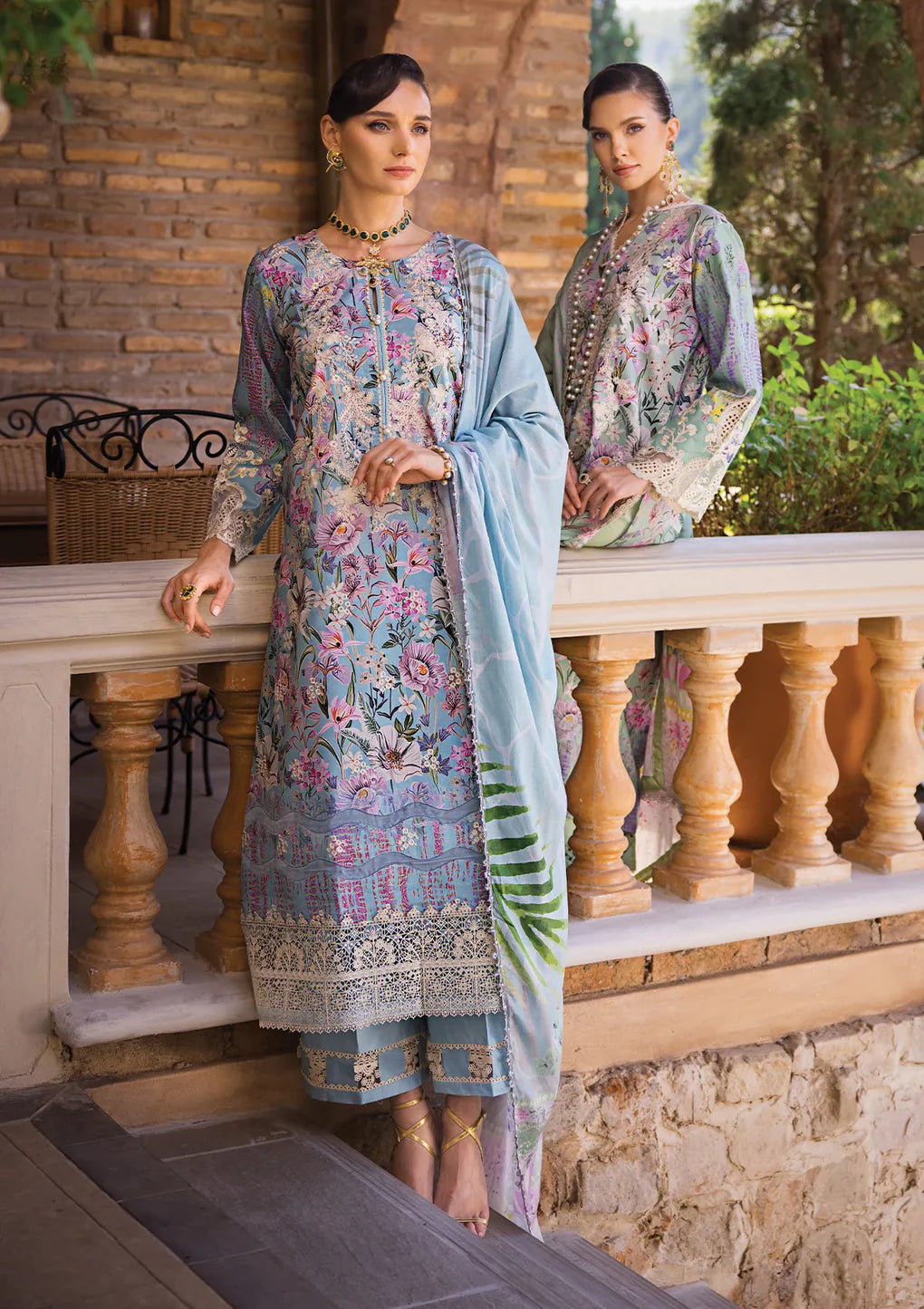 Elaf Premium | Print Chikankari 24 | ECT-03A OCEAN BLUE - Pakistani Clothes for women, in United Kingdom and United States