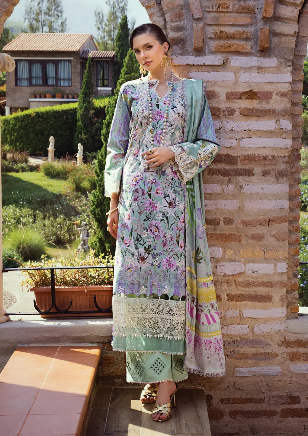 Elaf Premium | Print Chikankari 24 | ECT-03B OAK MIST - Pakistani Clothes for women, in United Kingdom and United States