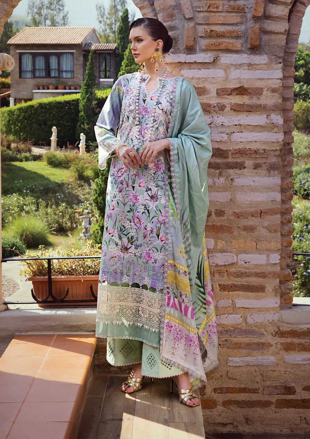 Elaf Premium | Print Chikankari 24 | ECT-03B OAK MIST - Pakistani Clothes for women, in United Kingdom and United States