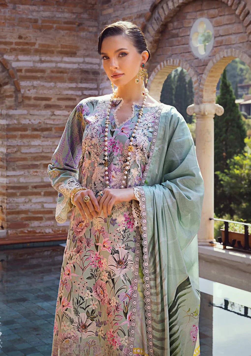 Elaf Premium | Print Chikankari 24 | ECT-03B OAK MIST - Pakistani Clothes for women, in United Kingdom and United States