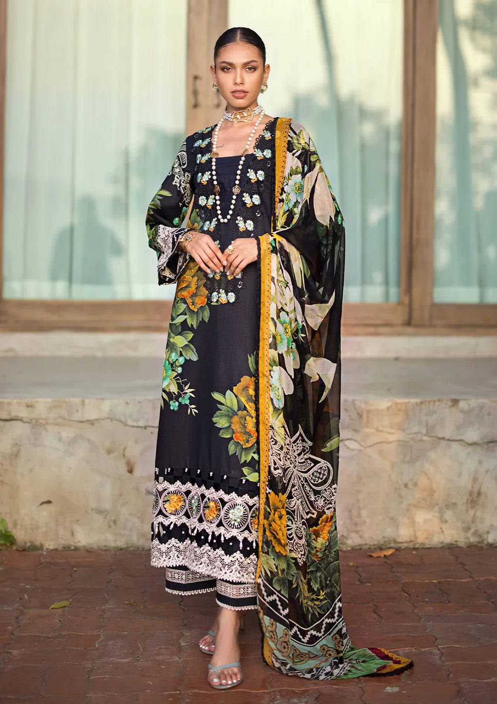 Elaf Premium | Signature Embroidered Lawn 24 | ESL-08B NIGHTFALL - Pakistani Clothes for women, in United Kingdom and United States