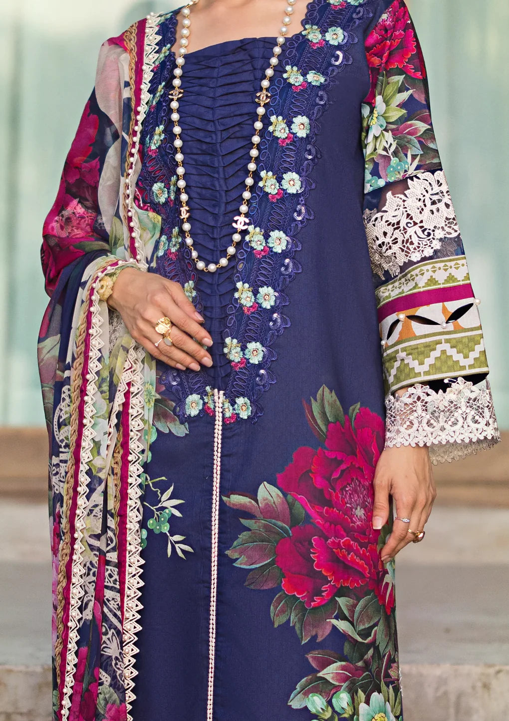 Elaf Premium | Signature Embroidered Lawn 24 | ESL-08A SINCLAIR - Pakistani Clothes for women, in United Kingdom and United States