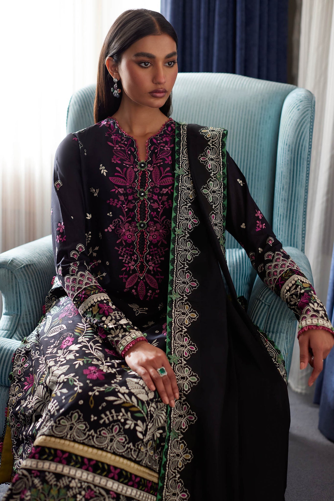 Elan | Lawn’24 |QISTINA (EL24-03 B) - Pakistani Clothes for women, in United Kingdom and United States