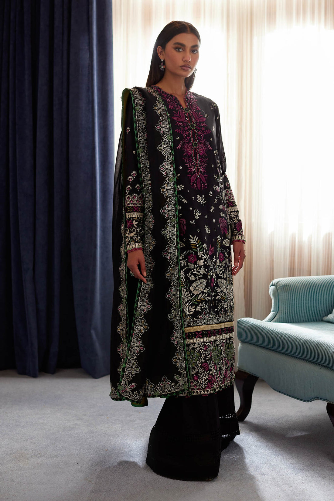 Elan | Lawn’24 |QISTINA (EL24-03 B) - Pakistani Clothes for women, in United Kingdom and United States