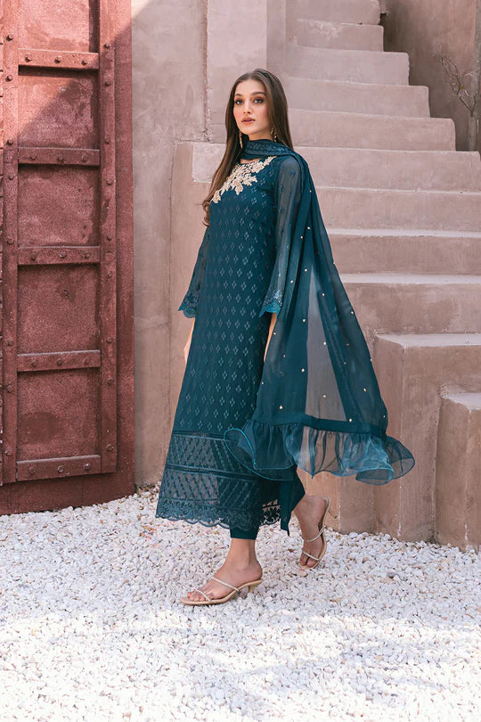 Azure | Embroidered Ensembles 3 Pcs | Emerald Bloom - Hoorain Designer Wear - Pakistani Ladies Branded Stitched Clothes in United Kingdom, United states, CA and Australia