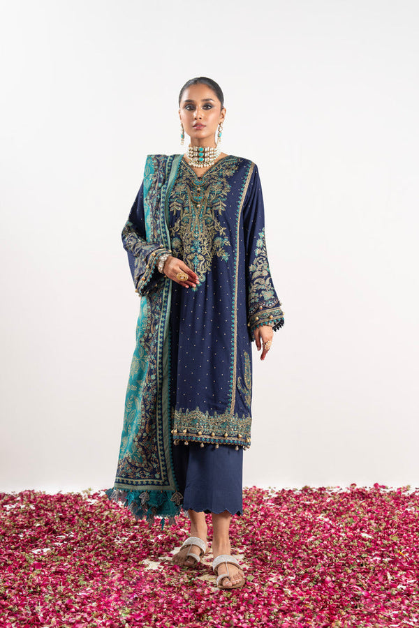 Alkaram | Festive Collection | FC-W-29K-23-3-Dark Blue - Hoorain Designer Wear - Pakistani Ladies Branded Stitched Clothes in United Kingdom, United states, CA and Australia