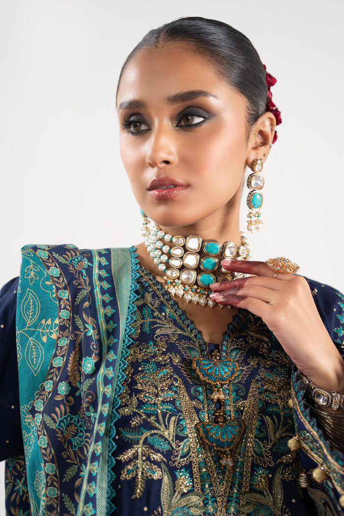 Alkaram | Festive Collection | FC-W-29K-23-3-Dark Blue - Hoorain Designer Wear - Pakistani Ladies Branded Stitched Clothes in United Kingdom, United states, CA and Australia