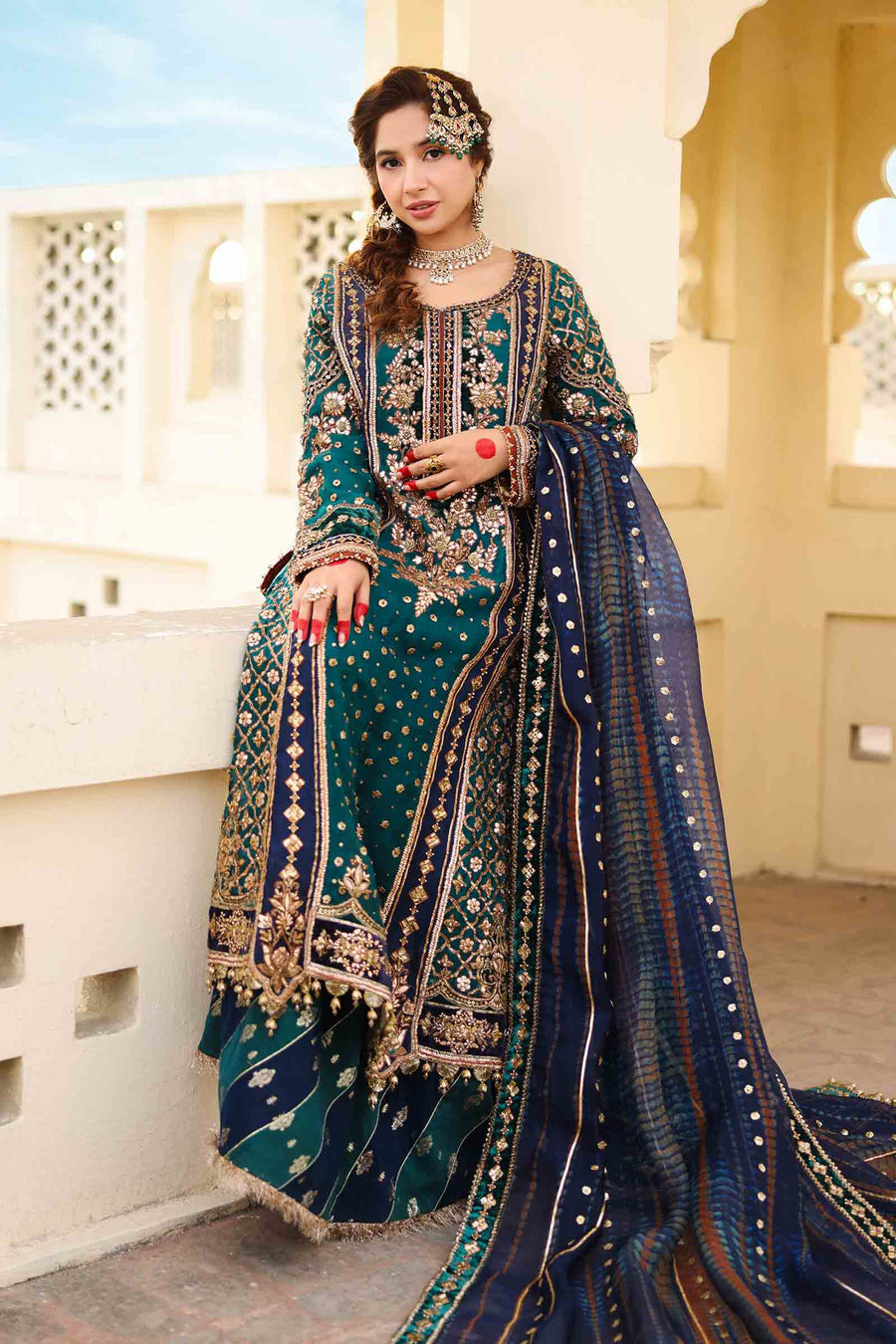 dark blue pakistani bridal dresses Pakistani Wedding Readymade Blue Color Top Lehenga Indian Bollywood  Engagement