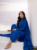 Farah Talib Aziz | Zaza Luxe Pret 24 | CHARR BLUE EMBROIDERED RAW SILK SHIRT AND DUPATTA - Pakistani Clothes for women, in United Kingdom and United States