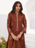 Farah Talib Aziz | Zaza Luxe Pret 24 | NOEMIE CHOCOLATE EMBROIDERED RAW SILK SHIRT AND DUPATTA - Pakistani Clothes for women, in United Kingdom and United States