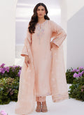 Farah Talib Aziz | Zaza Luxe Pret 24 | ELEA PEACH EMBROIDERED RAW SILK SHIRT AND DUPATTA - Pakistani Clothes for women, in United Kingdom and United States