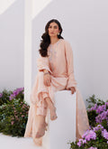 Farah Talib Aziz | Zaza Luxe Pret 24 | ELEA PEACH EMBROIDERED RAW SILK SHIRT AND DUPATTA - Pakistani Clothes for women, in United Kingdom and United States