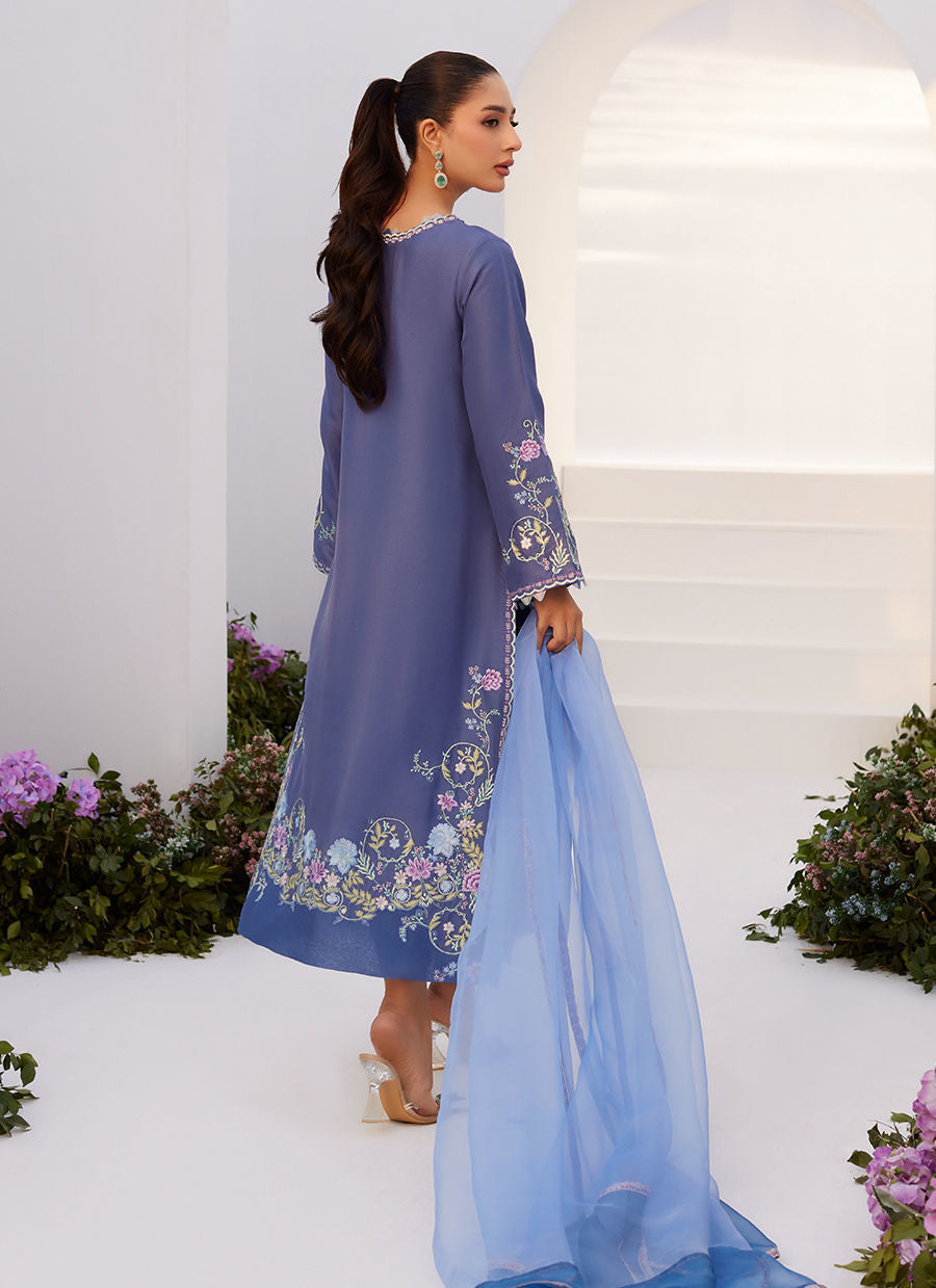 Farah Talib Aziz | Zaza Luxe Pret 24 | ALO BLUE EMBROIDERED SHIRT AND DUPATTA - Pakistani Clothes for women, in United Kingdom and United States